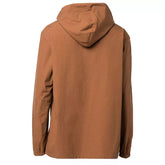 Brown Hooded Cotton Men's Shacket Jacket | Over Shirt Jacket